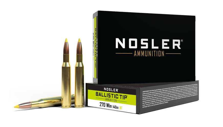 Nosler- Ballistic Tip Ammunition- 270 WIN 140 Grain