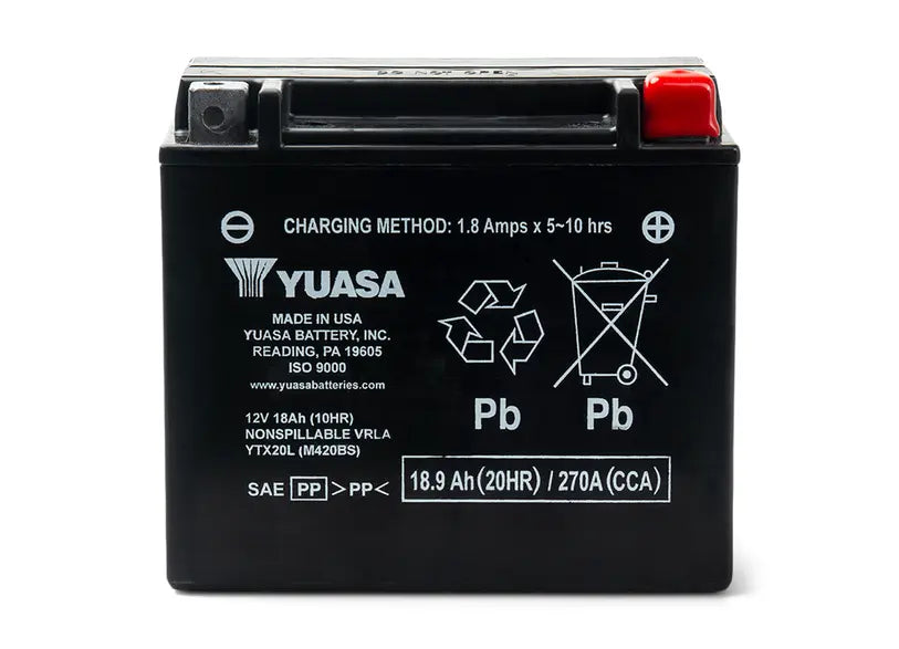 Yuasa- YTX20L-AGM, Factory Activated Battery