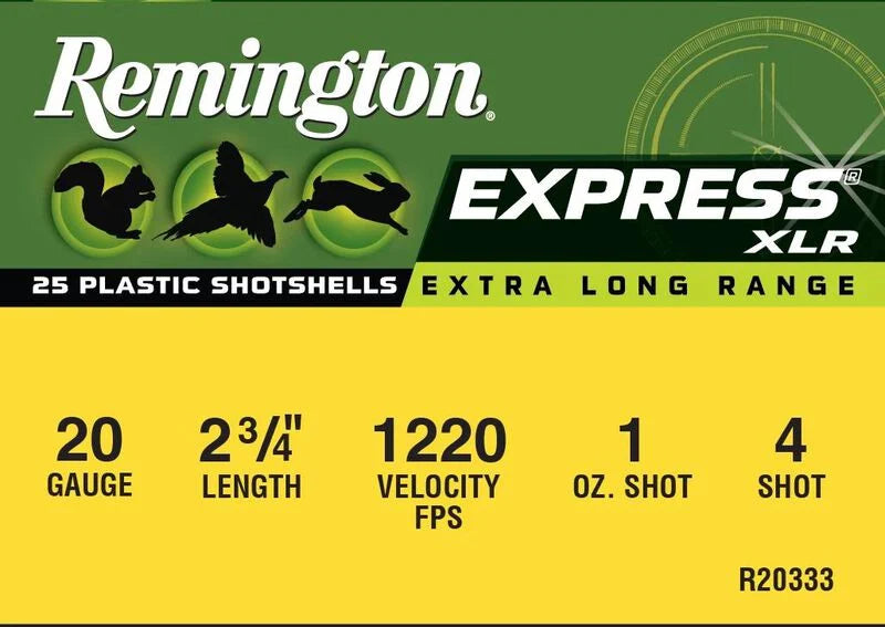 Remington- Express Extra Long Range Ammunition- 20 GA, 2 3/4", 1 oz
