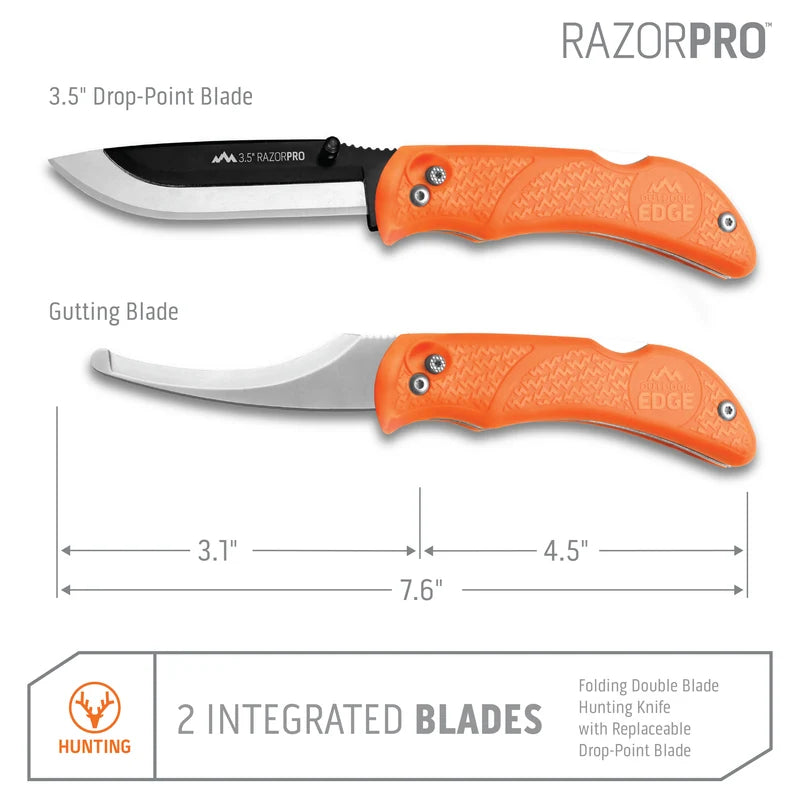 Outdoor Edge- RazorPro G Hunting Knife with Fold-Out Gutting Blade