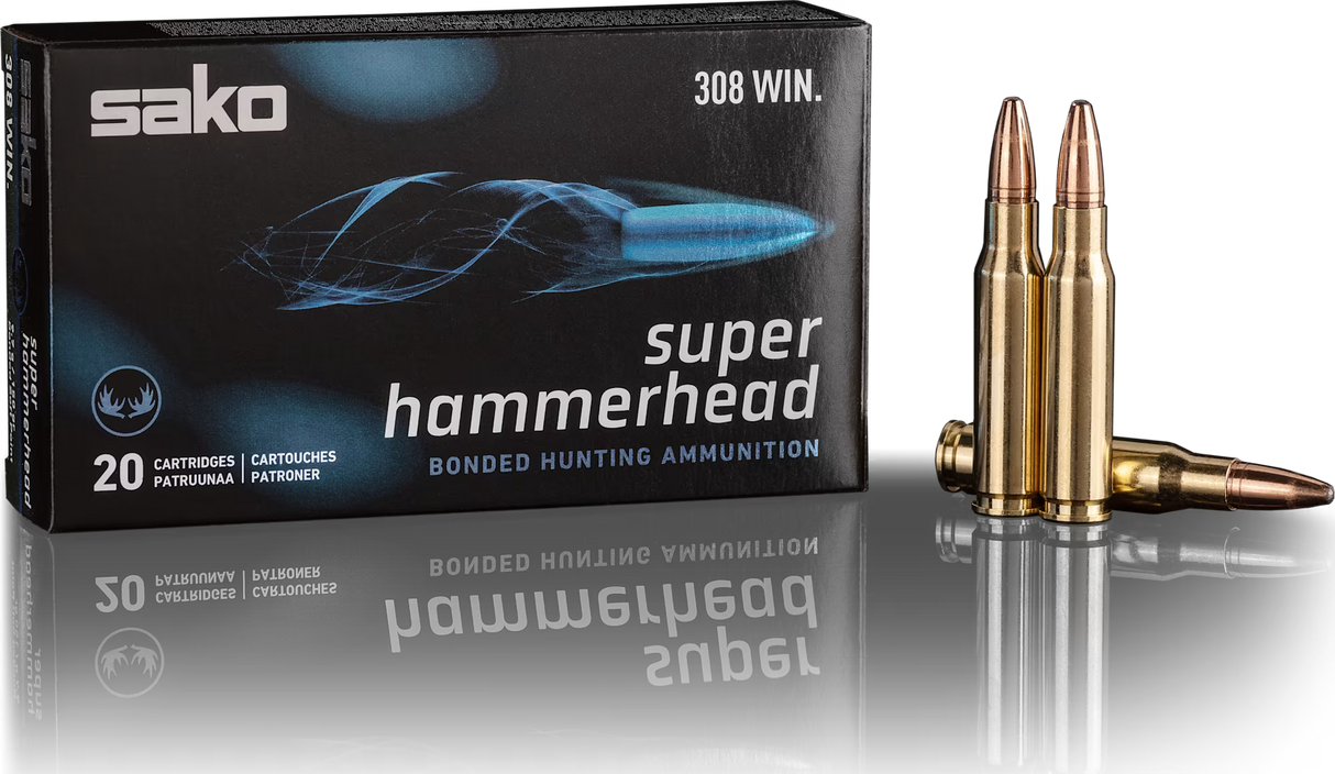 Sako- Super Hammerhead Bonded Soft Point Ammunition- 308 WIN, 180 Grain