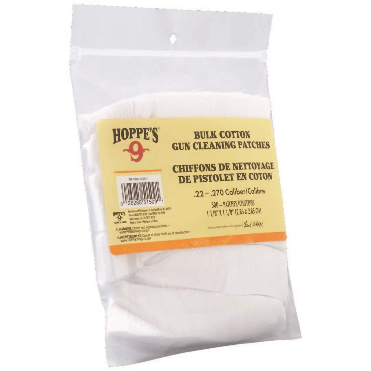 Hoppe's- No. 9 Gun Cleaning Patches 0.22 - .270 Caliber, 500 pk