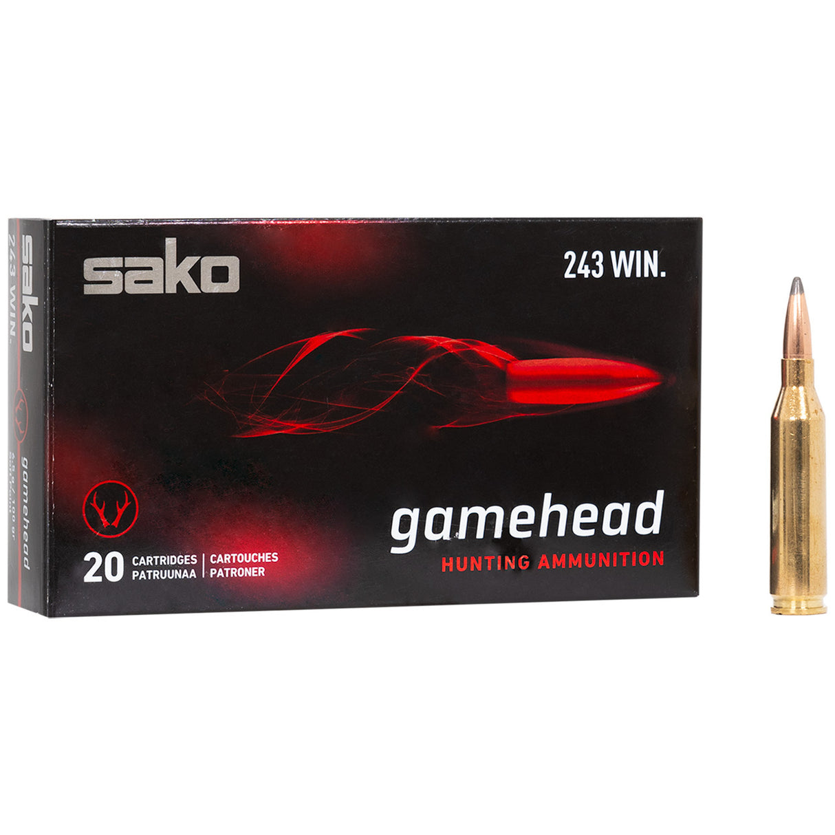 Sako- Gamehead Soft Point Ammunition- 243 WIN, 100 Grain
