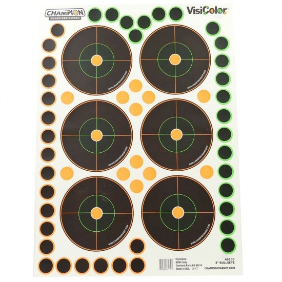 Champion- VisiColor Adhesive 3" Bullseye Targets - 5 pk