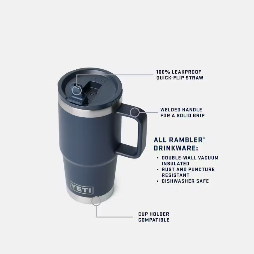 YETI- Rambler Travel Mug with Quick-Flip Straw Lid