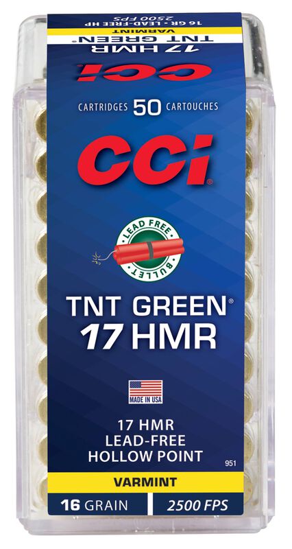 CCi- TNT Green Ammunition- 17HMR, 16 Grain