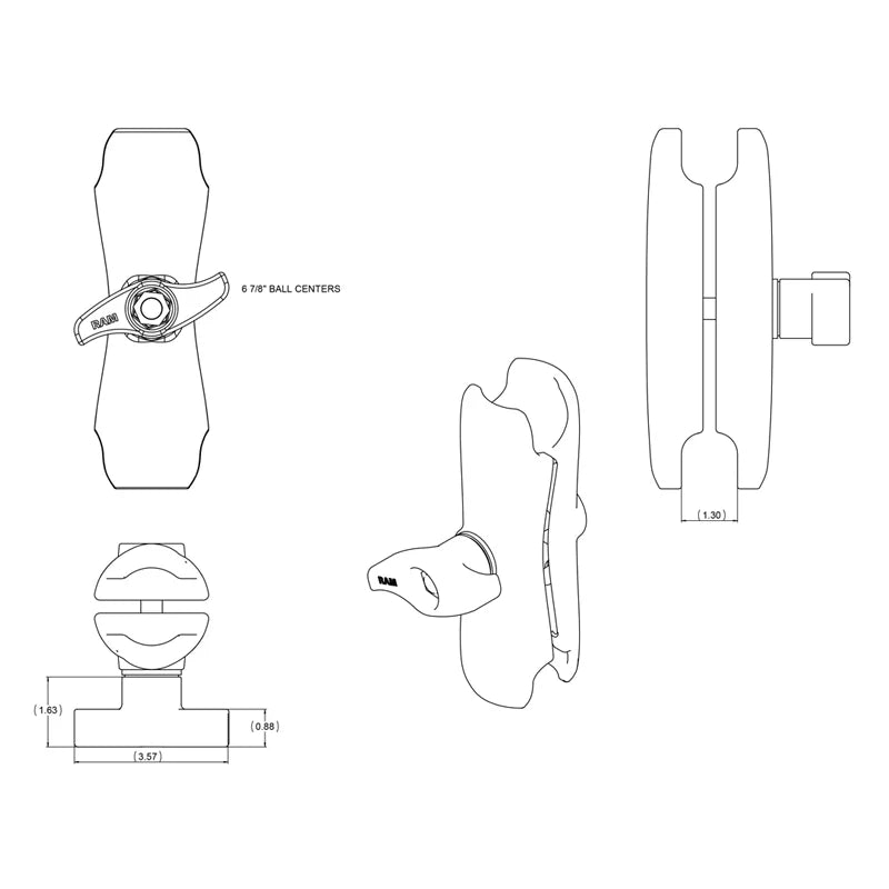 RAM Mounts- Double Socket Arm- D Size, Medium