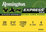 Remington- Express Extra Long Range Ammunition- 20 GA, 2 3/4", 1 oz