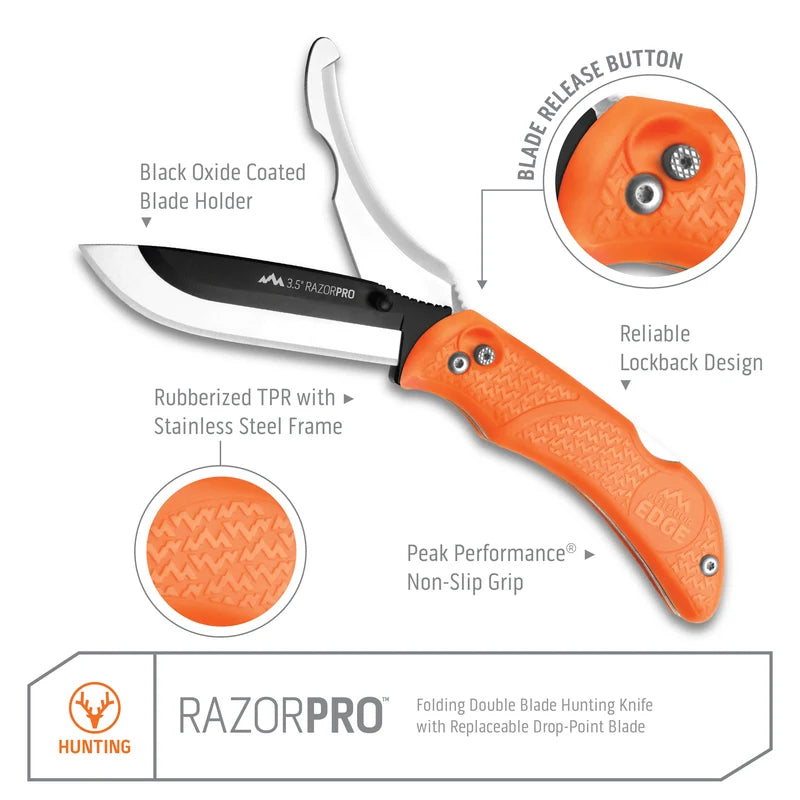 Outdoor Edge- RazorPro G Hunting Knife with Fold-Out Gutting Blade