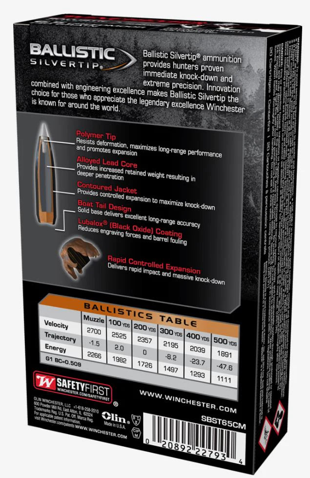 Winchester- Ballistic Silvertip Ammunition- 6.5 Creedmoor, 140 Grain