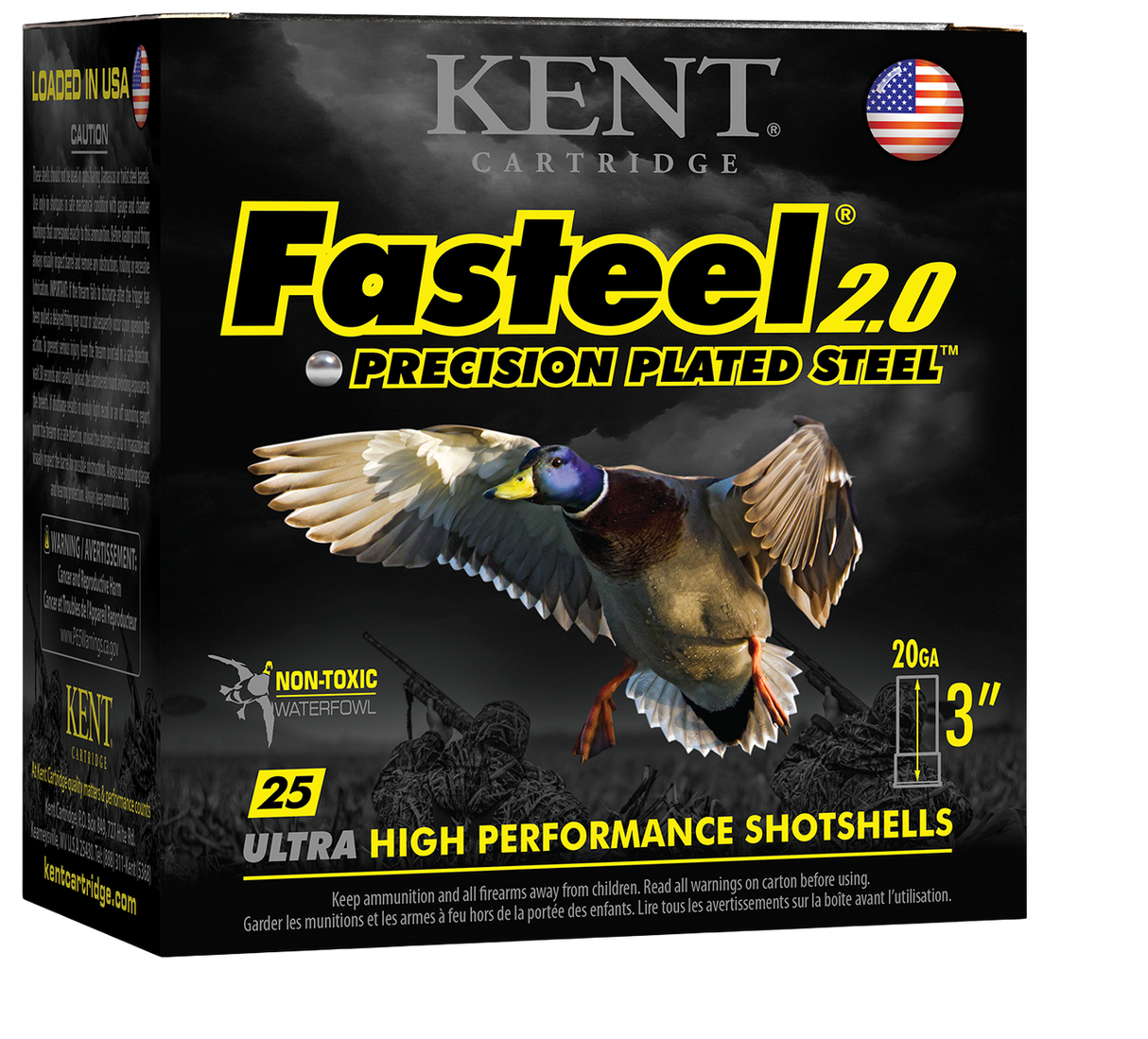 Kent Cartidges- Fasteel 2.0 Ammunition- 20GA, 3", 7/8oz, #4 Steel Shot