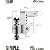 Fastway- E Series Trailer Hitch with Adjustable Ball Mount, 2" Receiver 6" Drop
