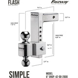 Fastway- E Series Trailer Hitch with Adjustable Ball Mount, 2" Receiver 8" Drop