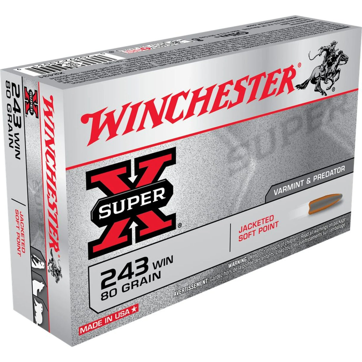 Winchester- Super X Ammuition- 243 WIN, 80 Grain